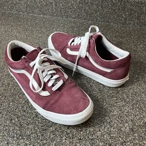 VANS Old Skool Womens Sz 9.5 Sneaker Lace Up Low Mens Sz 8 Dusty Rose Suede Shoe